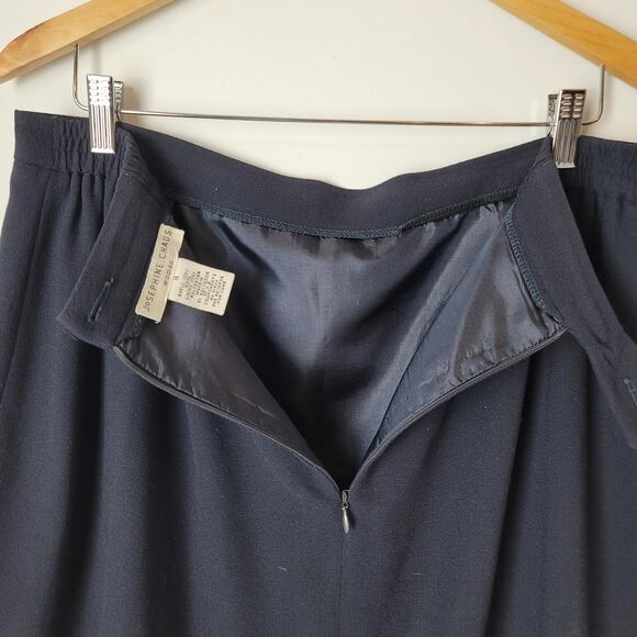 Josephine Chaus Navy Wool Pencil Skirt Plus Size 16 Career Minimalist Staple - Picture 5 of 7